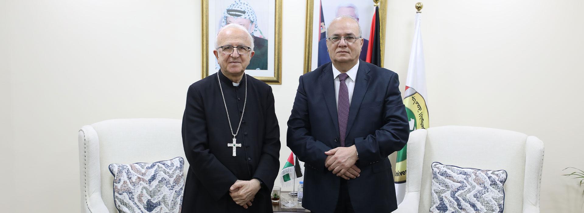 QOU Hosts Bishop William Shomali, General Patriarchal Vicar for Jerusalem and Palestine