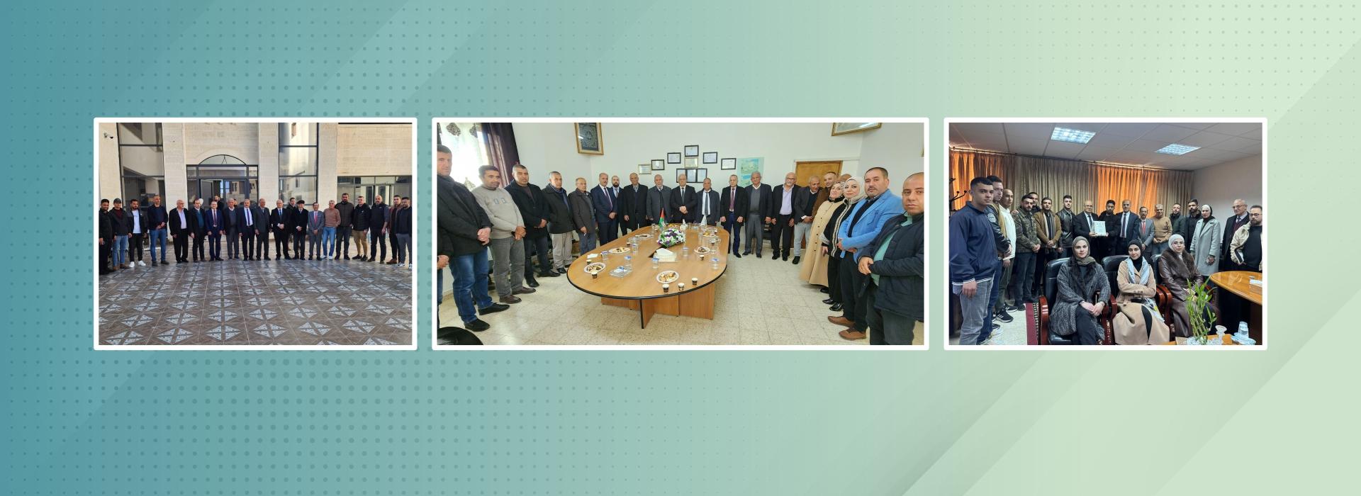 Prof. Ibrahim Al-Sha'er, President of QOU, visits the university branches in the Hebron Governorate, and emphasizes the essential role of teamwork in advancing the academic performance.